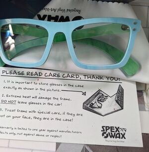 Spex Wax 1 of 3 Eyeglasses Made From Vinyl Jazz Records.